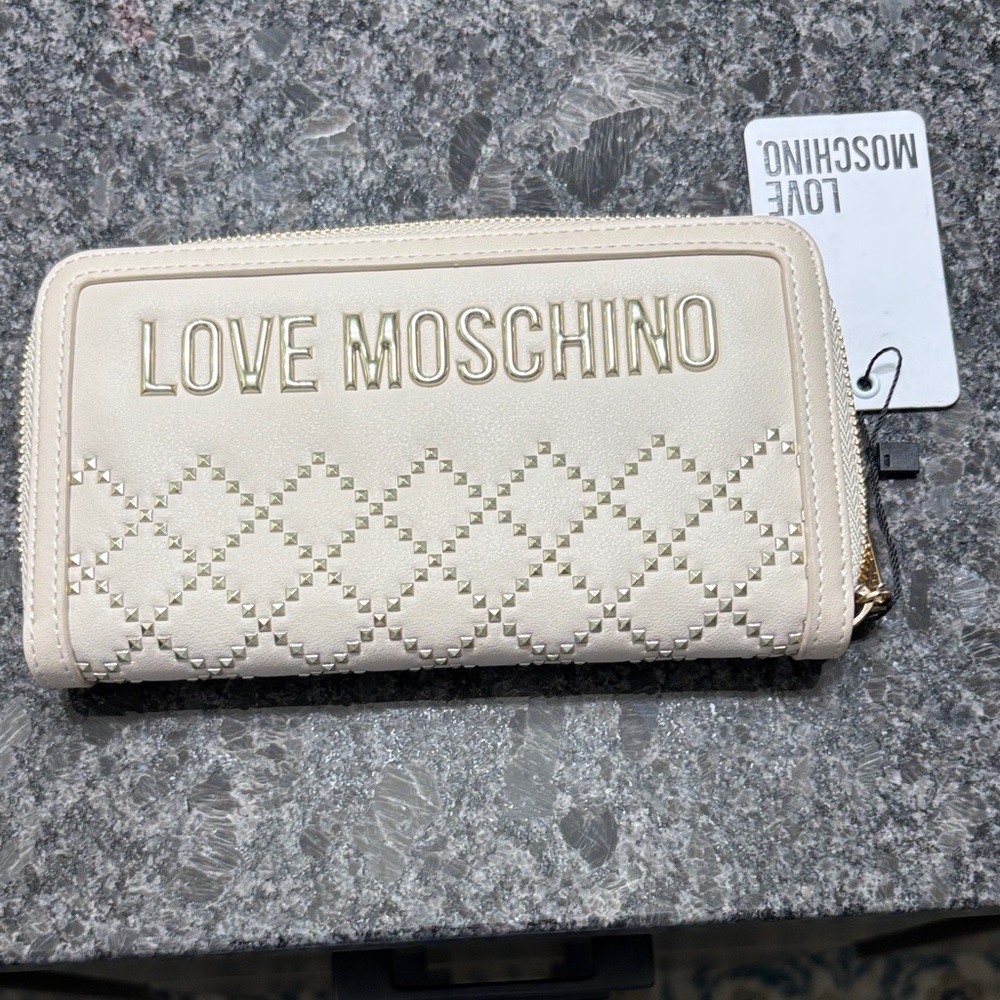 Love Moschino Beige/Gold Studded Wallet